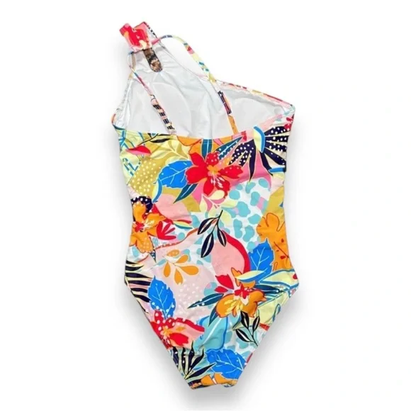 Holipick NWT Full Coverage One Shoulder One Piece Floral Swimsuit Colorful Small - Picture 4 of 5